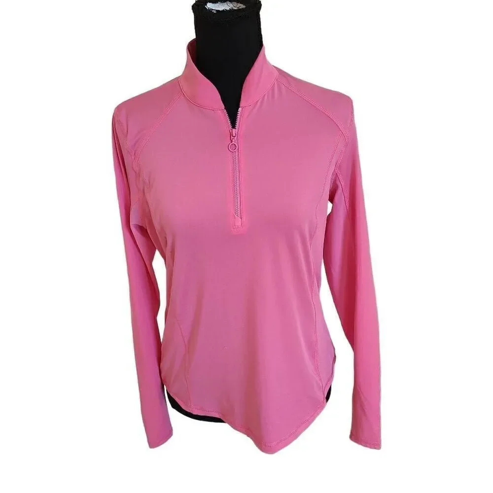 PGA Tour Womens Sun Protection Breathable Pink Under Sleeve Mesh Golf Shirt - Picture 12 of 12